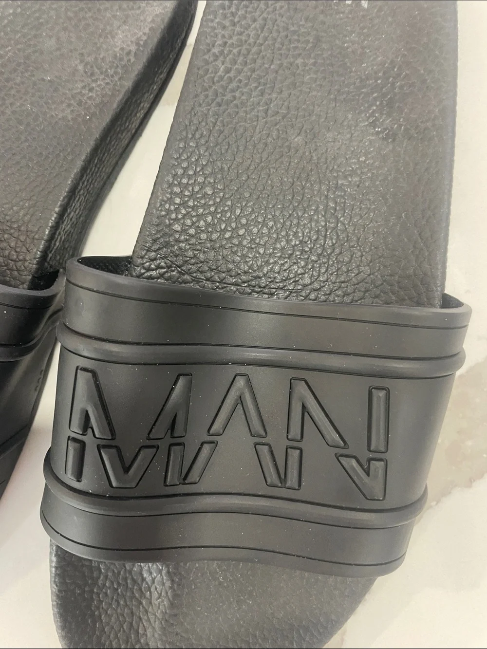 MAN Black Logo Slide Sandals
